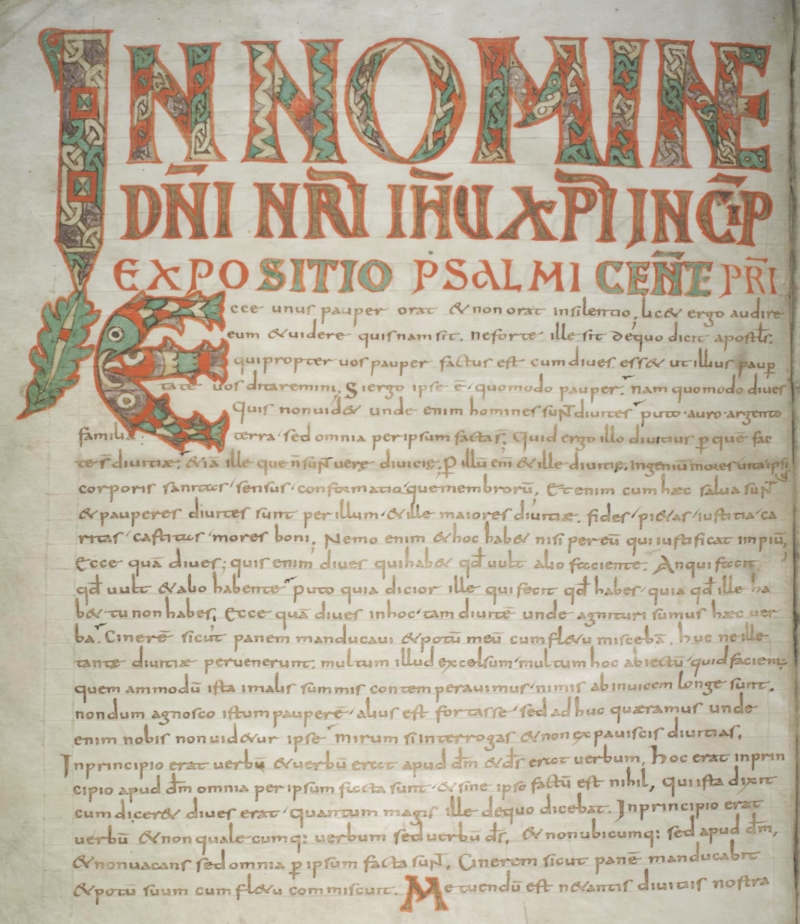 Augustinus, Enarrationes in Psalmos: In Ps 101. Chelles, um 800 (EDDB Köln, Cod. 67, fol. 2v)