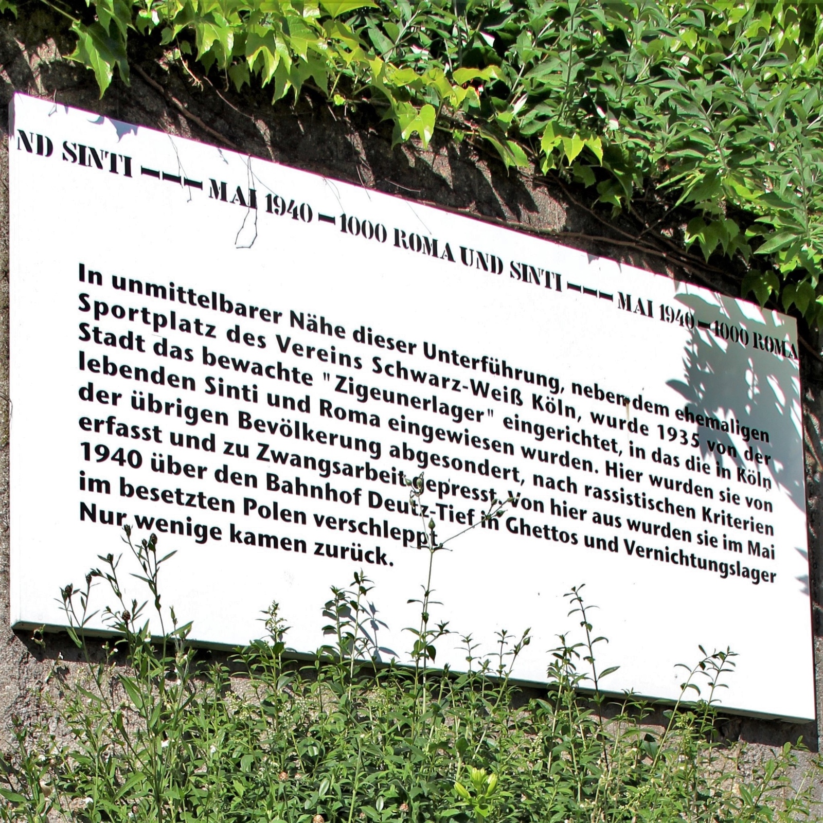 Mahnmal für Sinti und Roma in Köln-Bickendorf