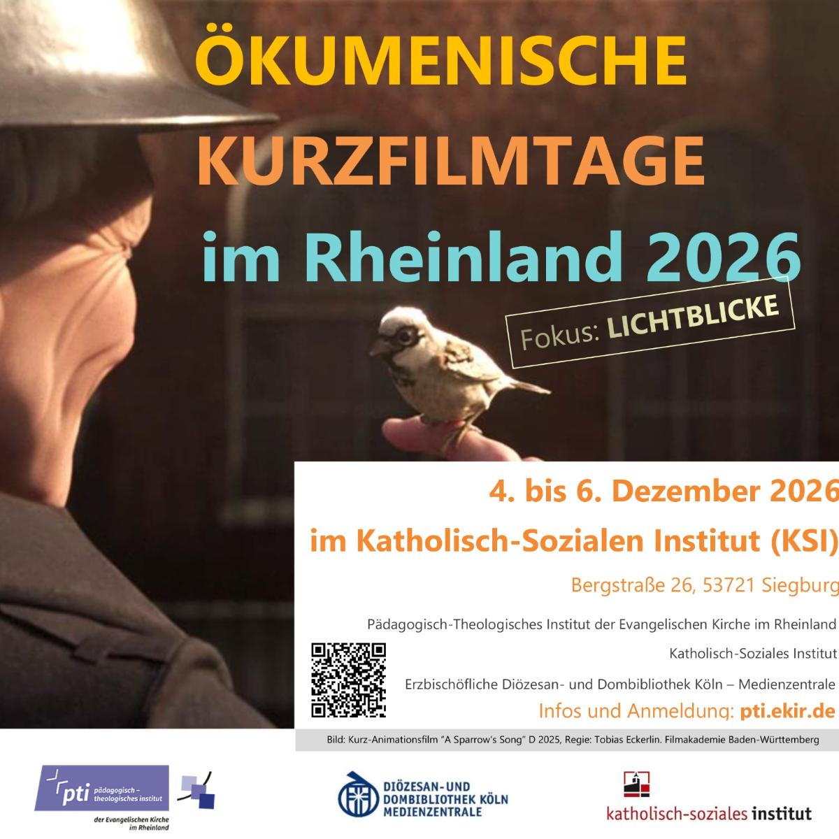 ÖKUMENISCHE KURZFILMTAGE im Rheinland 2026: 4.-6.12.2026 im KSI, Siegburg